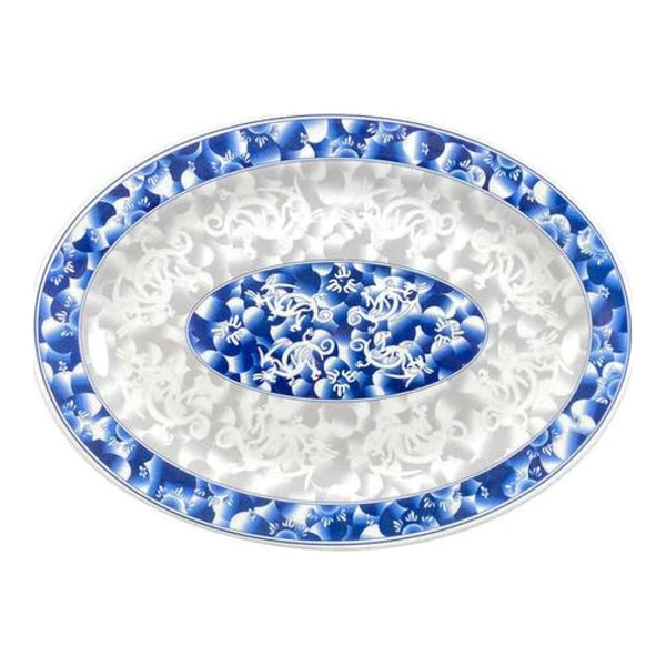 Thunder Group 2014DL Blue Dragon 14" x 10" Melamine Platter, Pack of 12