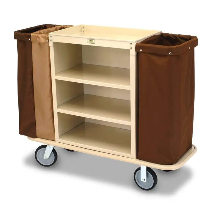 Forbes Industries 2105 58"HouseKeeping Cart with Low-Profile Handles, Full Wrap-Around Vinyl Bumper, and Black wheels