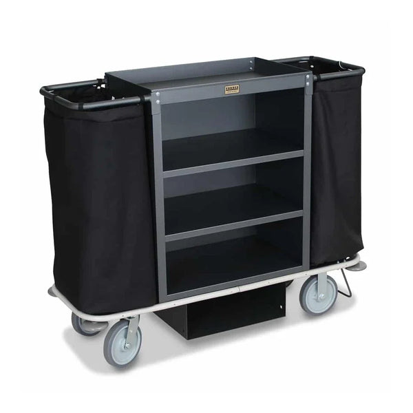 Forbes Industries 2107 20.5" Housekeeping Cart, Three Shelves, Low-Profile Handles, 8- Grey Wheels