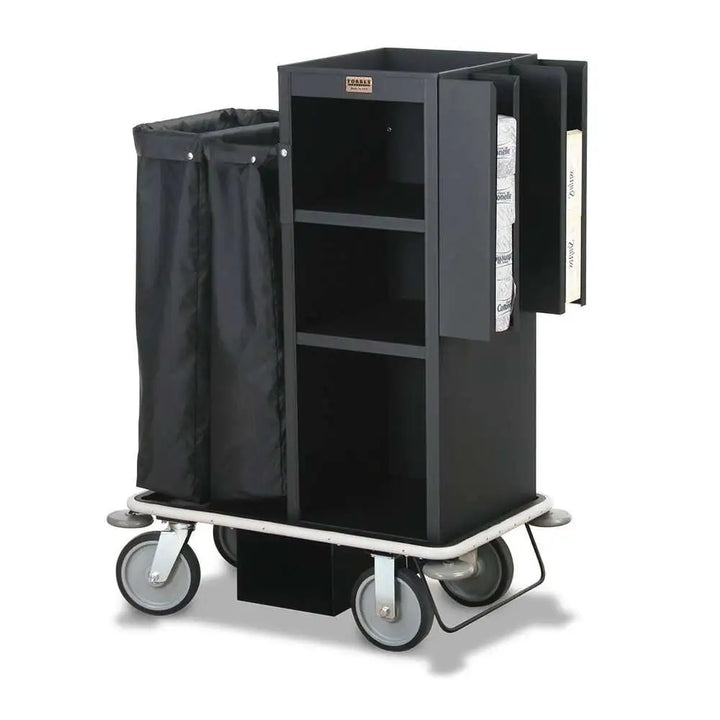 Forbes Industries 2110 22" Steel Housekeeping Cart with Three Shelves, Low-Profile Double-Bag Handle, Vacuum Bracket