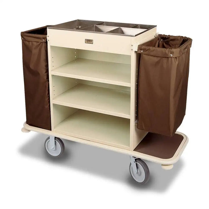 Forbes Industries 2150 22" Steel Housekeeping Cart, Deluxe with Three Shelves (2 adjustable), Gray Wheels