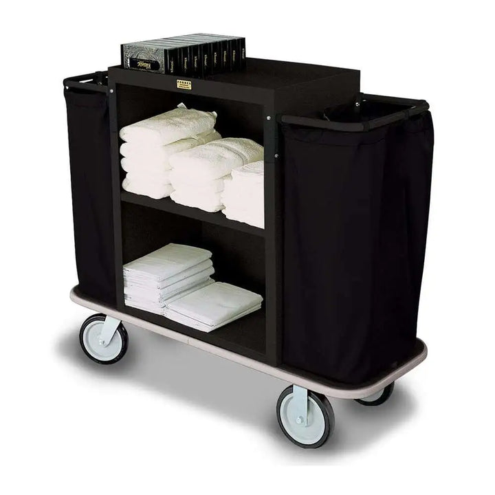 Forbes Industries 2192-36 56" Plastic Housekeeping Cart with Two Shelves, Two Low-profile Handles - The Horecastore