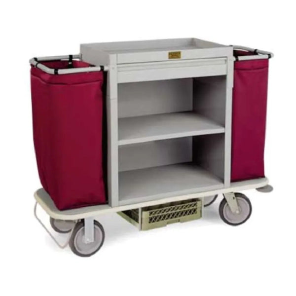 Forbes Industries 2200-33 56" Plastic Housekeeping with Two Shelves, Gray Wheels - The Horecastore