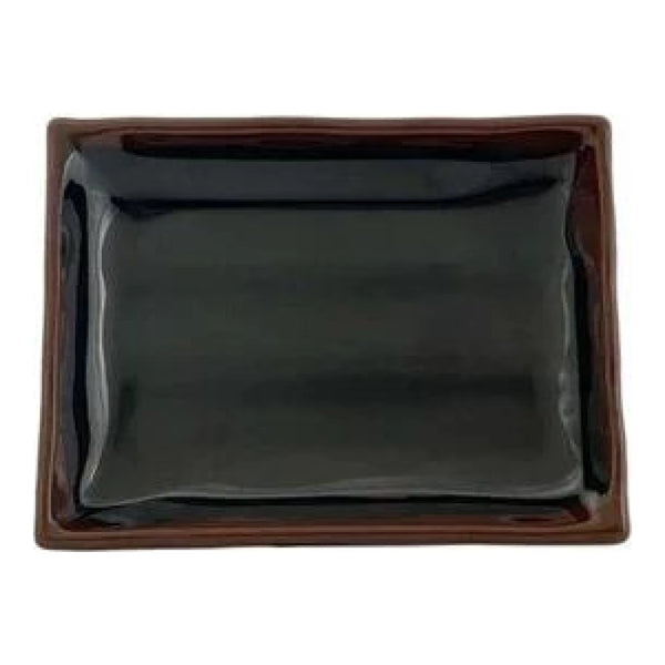 Thunder Group 2406TM Tenmoku 6-1/4" x 4-3/4" Melamine Wavy Rectangular Plate, Pack of 12