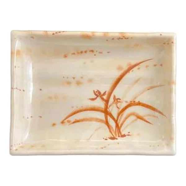 Thunder Group 2406 Gold Orchid 6 1/4" x 4 3/4" Melamine Wavy Rectangular Plate, Pack of 12