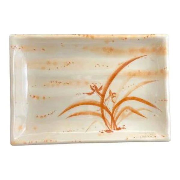 Thunder Group 2408 Gold Orchid 8 1/2" x 5 3/4" Melamine Wavy Rectangular Plate, Pack of 12