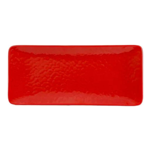 Thunder Group 24110PR Classic Pure Red 11-1/4" x 5" Melamine Rectangular Plate, Pack of 12