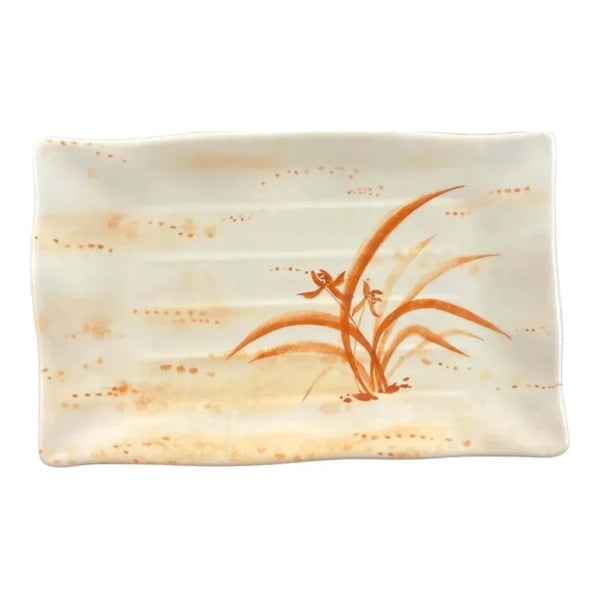 Thunder Group 2412 Gold Orchid 11 1/4" x 7 1/4" Melamine Wavy Rectangular Plate, Pack of 12