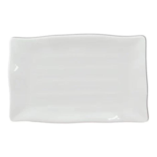 Thunder Group 24120WT Classic White 11-1/4" x 7-1/4" Melamine Wavy Rectangular Plate, Pack of 12