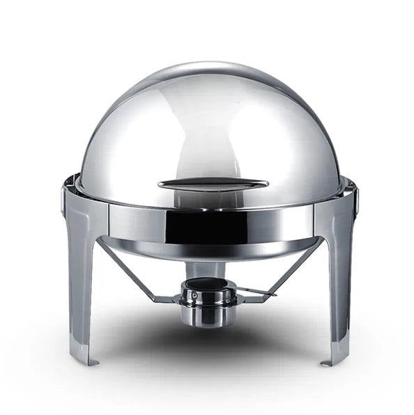 Wundermaxx Glück Stainless Steel Roll Top Round Chafing Dish, L 47.5 x W52 x 46.5 cm