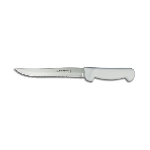 Dexter Russell 31628 Basics 8" Tiger Edge Utility Knife White Handle P94848