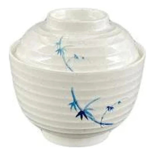 Thunder Group 3502BB Blue Bamboo 9 oz Melamine Miso Bowl with Lid, Pack of 12