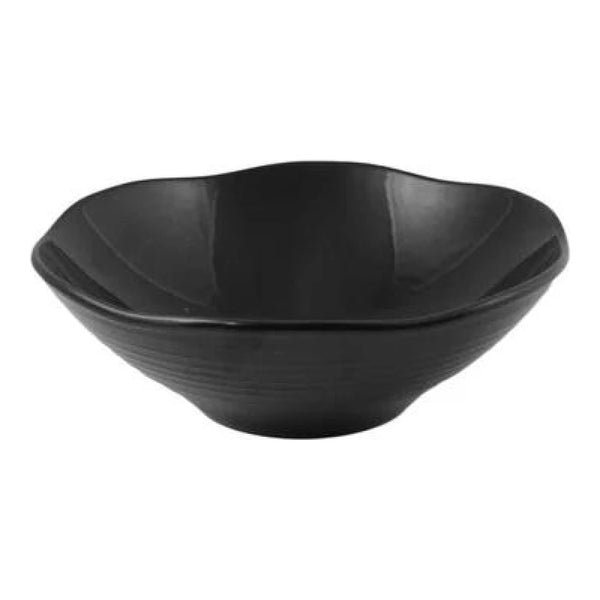 Thunder Group 39093BK Classic Black 45 oz Melamine Wavy Soup Bowl, Pack of 12