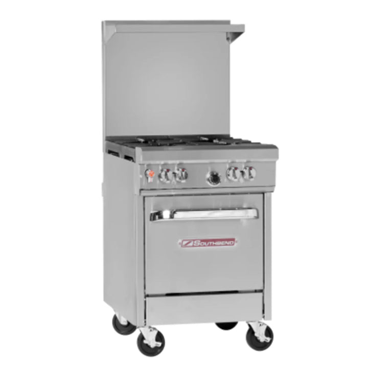 Southbend 4241E Ultimate Natural Gas Range 24”, 4 Non-Clog Burners With Space Saver Oven Base 177000 BTU