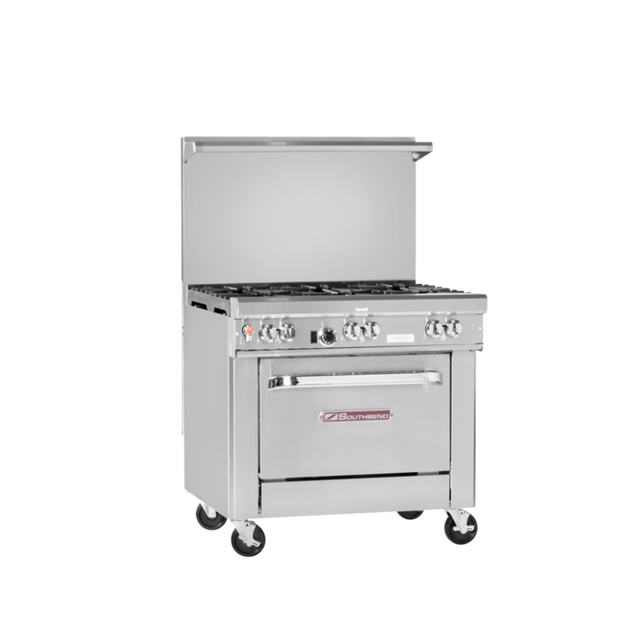 Southbend 4361A-1G Ultimate Gas Range, 4 Non-Clog Burners, 12" Manual Griddle With Convection Oven Base 182,000 BTU