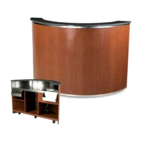 Forbes Industries 4873-8 96" Mobile Bar With Two Stainless Steel Sinks Rounded Front Laminated Cabinet - The Horecastore