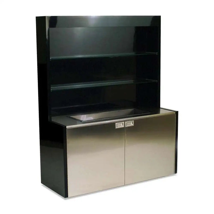 Forbes Industries 4883 62" Mobile Back Bar Stainless Steel Counter Top With Two Brushed Stainless Steel Doors