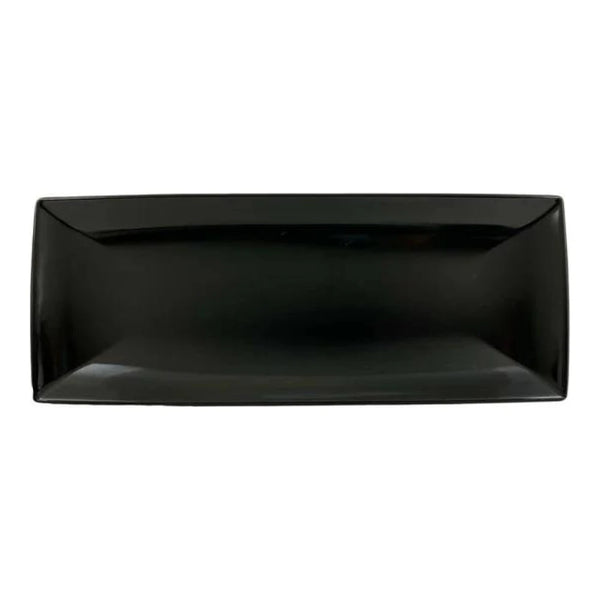 Thunder Group 49208BK Classic Black 20" x 8" Melamine Rectangle Tray, Pack of 12