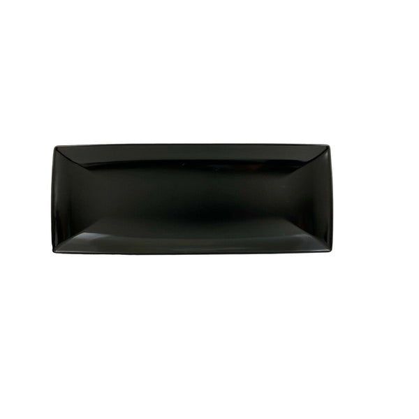 Thunder Group 49208BK Classic Black 20" x 8" Melamine Rectangle Tray, Pack of 12