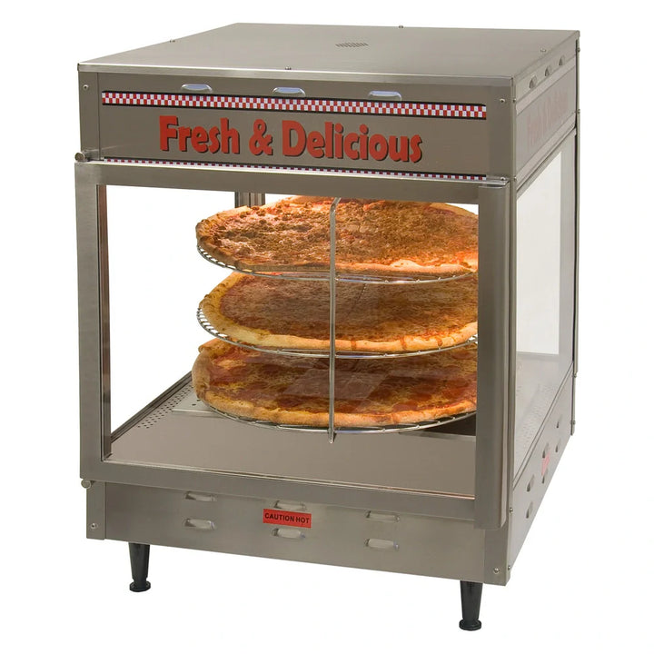 Winco 51018 Benchmark 18" Humidified Rotating Pizza / Pretzel Warmer Display, 120v