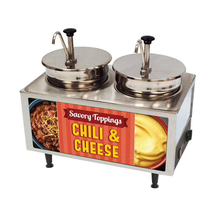 Winco 51074A Benchmark Chili & Cheese Warmer 2-pumps, 120v