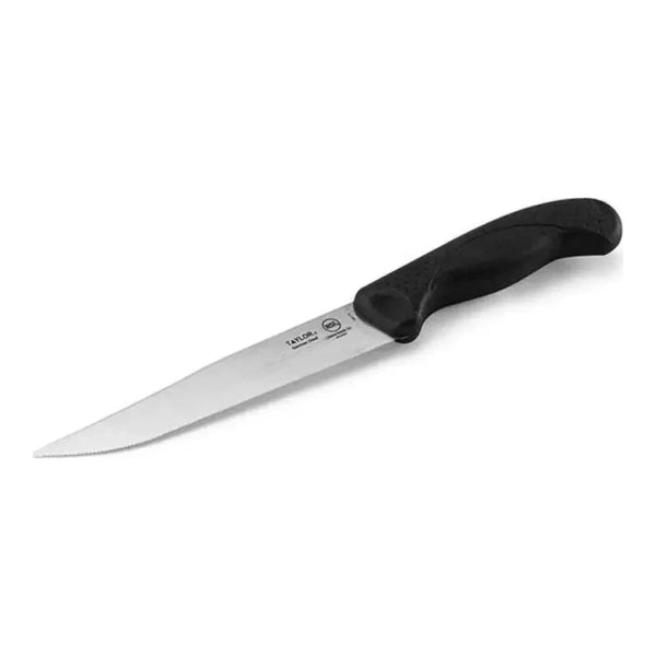 Taylor 5248382 5.5" Serrated Utility Knife with Black Silicone Handle