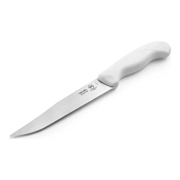 Taylor 5248383 5.5" Serrated Utility Knife with White Silicone Handle