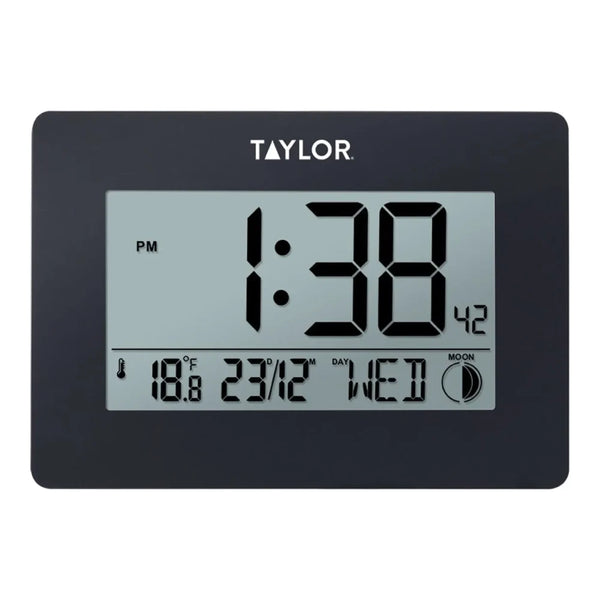 Taylor 5265191 Digital Wall Clock with Thermometer & Calendar, 14 - 140 F