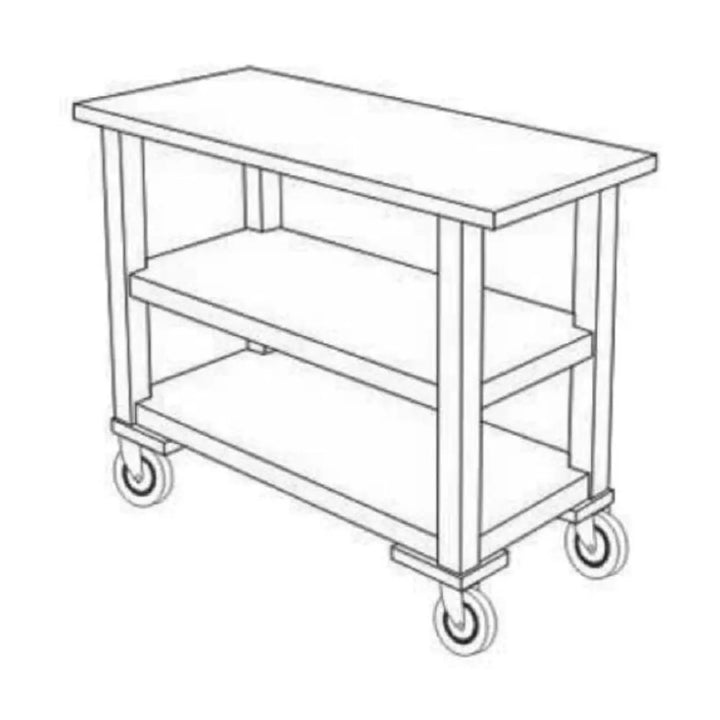 Forbes Industries 5527 16" Hardwood Service Cart - Solid Wood Square Legs