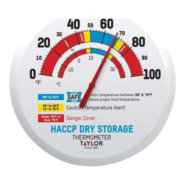 Taylor 5681 13.25" HACCP Prep / Dry Storage Wall Thermometer, 0 - 100 F