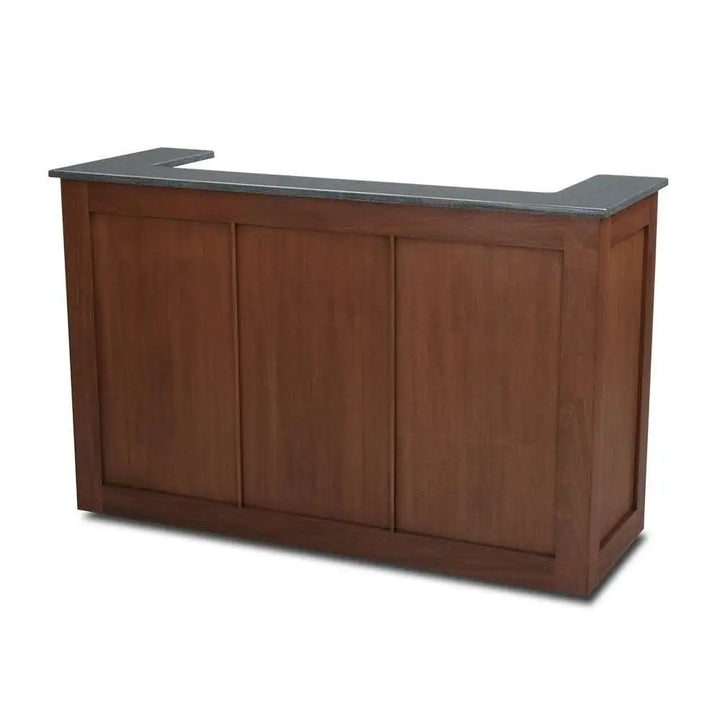 Forbes Industries 5789-5 61" Hardwood Mobile Bar - 5 ft Traditional Shape, Stainless Steel Work Counter and Sink with Drain - The Horecastore