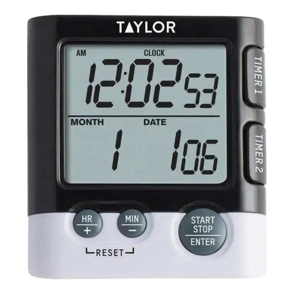 Taylor 5828 Dual Event Digital 24 Hour Kitchen Timer With Clock & Date