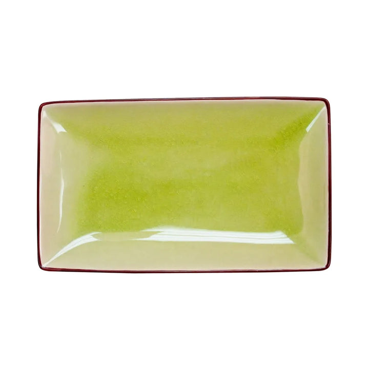 CAC China 666-33-G Rect. Platter Golden Green 5" Case of 36 Pcs