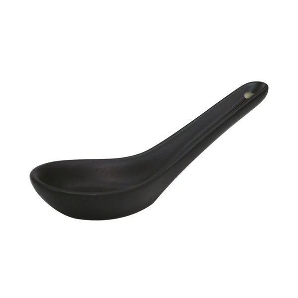 CAC China 666-40-BLK Soup Spoon Non-Glare Glaze Black 5 1/2" Case of 72 Pcs