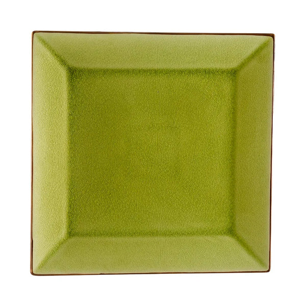 CAC China 666-8-G Square Plate Golden Green 9" Case of 24 Pcs