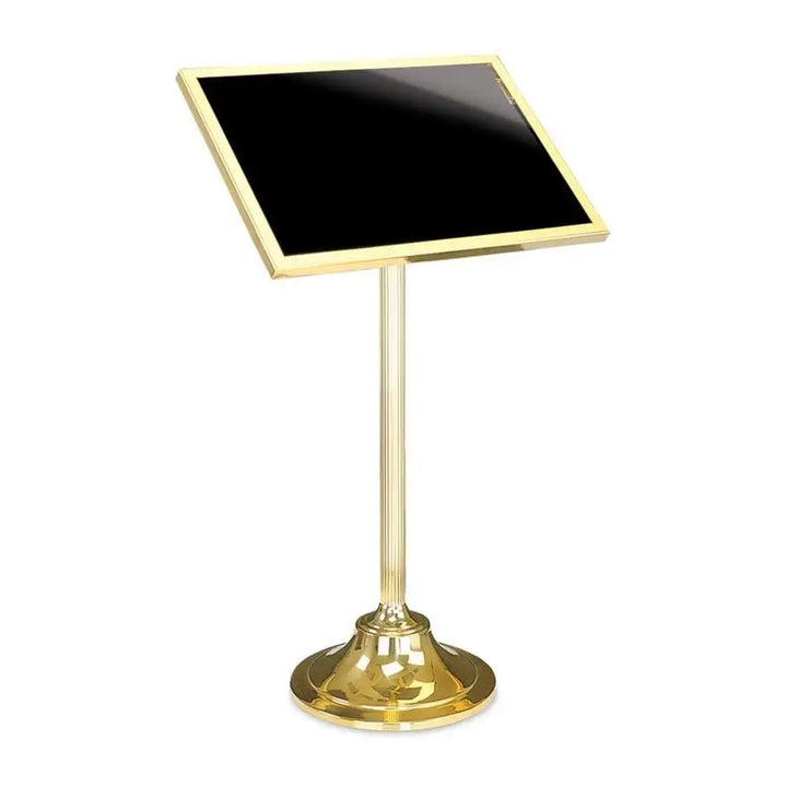 Forbes Industries 6836 Menu Stand, solid Brass W/Horizontal Face, Reeded Post & Weighted Base