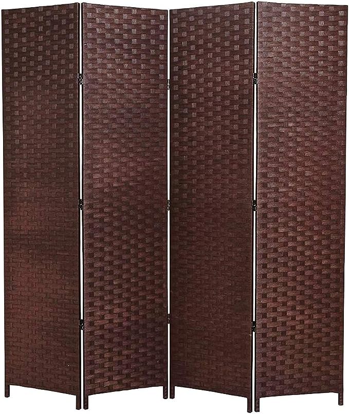 Walnut Partition Screen L 250 x W 35 x H 190 cm, Steel Construction, Attractive Upholstery, Space Saving, Storage Linking Connection, Foam Cushion, Locking Castors