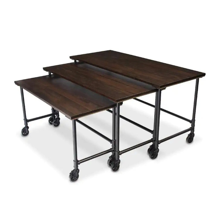 Forbes Industries 7447 30" Rustica Series Elite Nesting Tables, Set of 3 Large Medium and Small Size