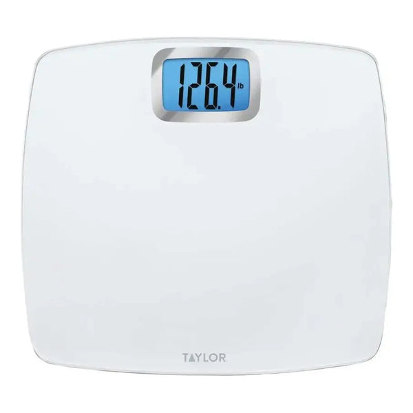 Taylor 752840133 400lb. Pure White  Digital Bathroom Scale with Blue Backlight