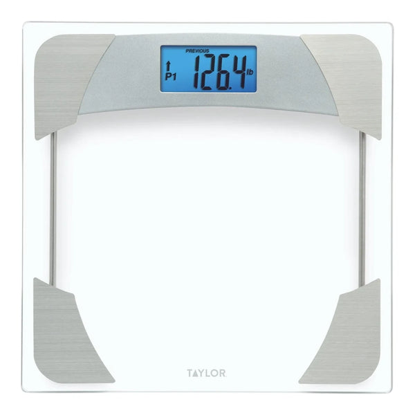 Taylor 76044192 400 lb. Digital Glass Bathroom Scale with Blue Backlight