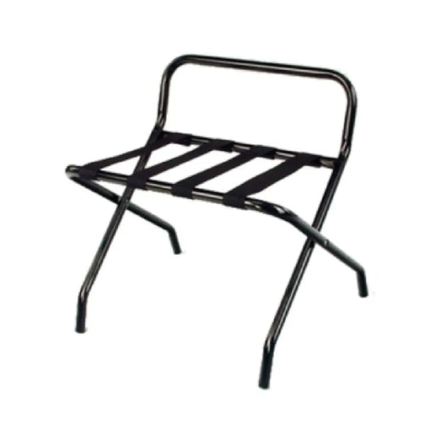 Forbes Industries 800-EN 24" Luggage Rack, Textured Black (Powder-epoxy) With Back Bar - The Horecastore