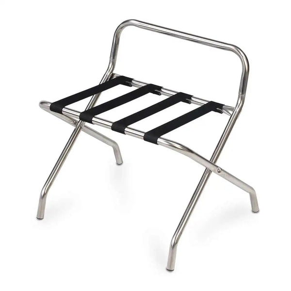 Forbes Industries 800-PS 24" Luggage Rack, Polished Stainless Steel With Back Bar - The Horecastore