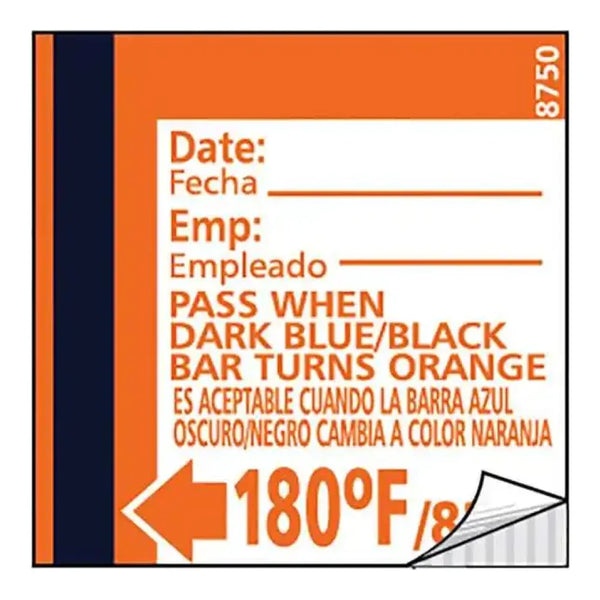 Taylor 8750 TempRite Adhesive Dishwasher Temperature Labels, 180 F, 24 / Pack