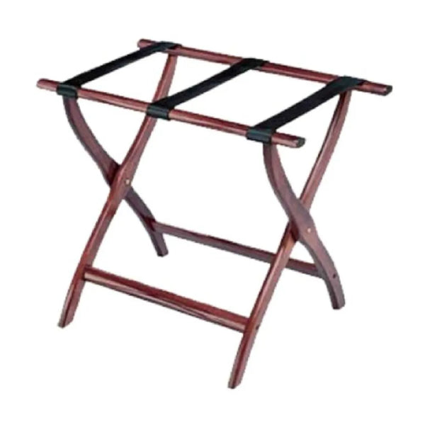 Forbes Industries 904-DO 24" Oak Luggage Rack, Dark Finish, With Brown Poly Straps - The Horecastore