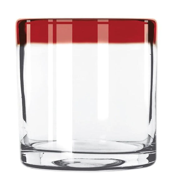 Libbey 92302R 12 oz. Aruba Customizable Rocks / Old Fashioned Glass with Red Rim - Case of 12 Pcs