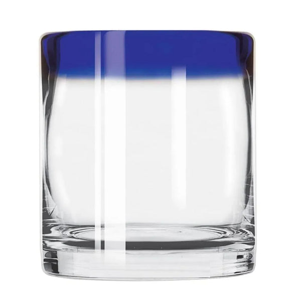 Libbey 92302 12 oz. Aruba Customizable Rocks / Old Fashioned Glass with Cobalt Blue Rim - Case of 12 Pcs