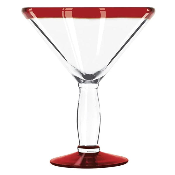 Libbey 92306R 15 oz. Aruba Customizable Martini Glass with Red Rim and Base - Case of 12 Pcs