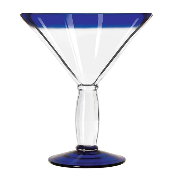 Libbey 92306 15 oz. Aruba Customizable Martini Glass with Cobalt Blue Rim and Base - Case of 12 Pcs