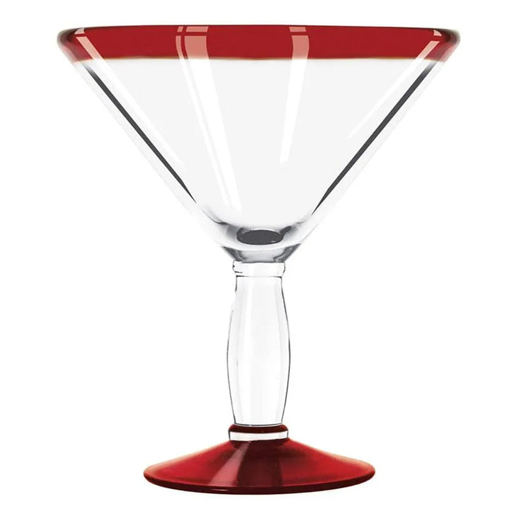 Libbey Aruba 24 oz. Customizable Martini Glass with Red Rim and Base - Case of 12 Pcs