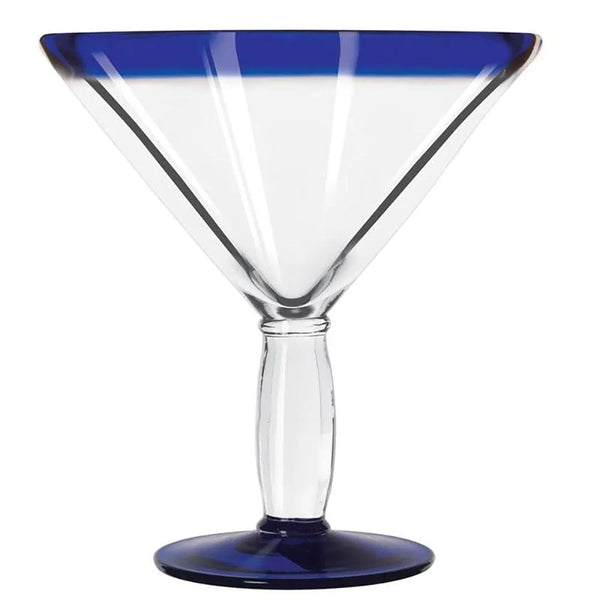 Libbey Aruba 24 oz. Customizable Martini Glass with Cobalt Rim and Base - Case of 12 Pcs